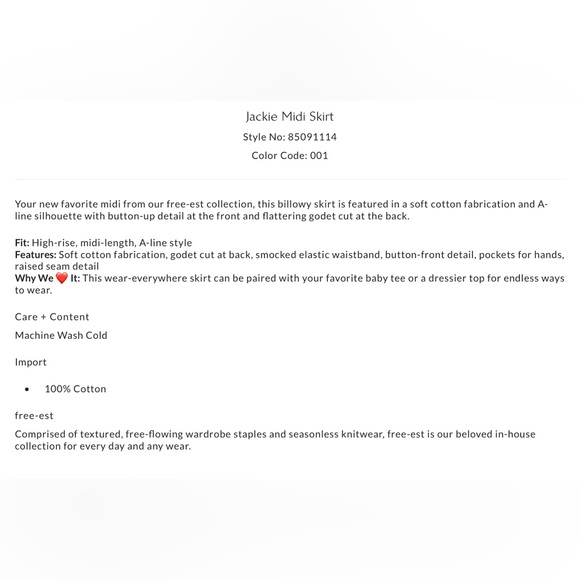 Free People Jackie midi skirt / cotton / hmm midi OR maxi skirt=37”+ long-NWOT - Picture 11 of 12